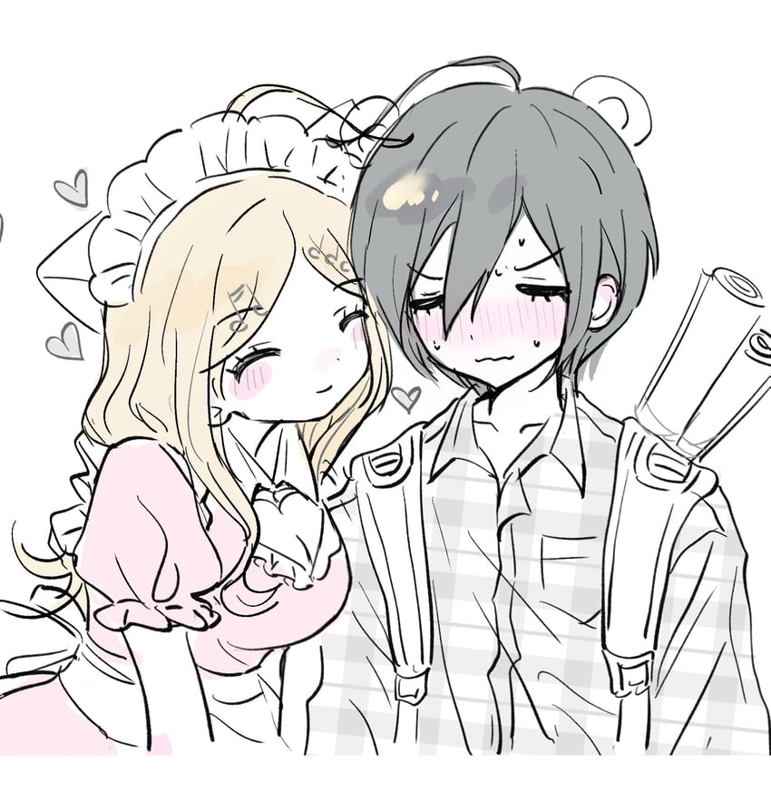 saihara shuichi and akamatsu kaede (danganronpa and 1 more) drawn by bubyaaaaaaa