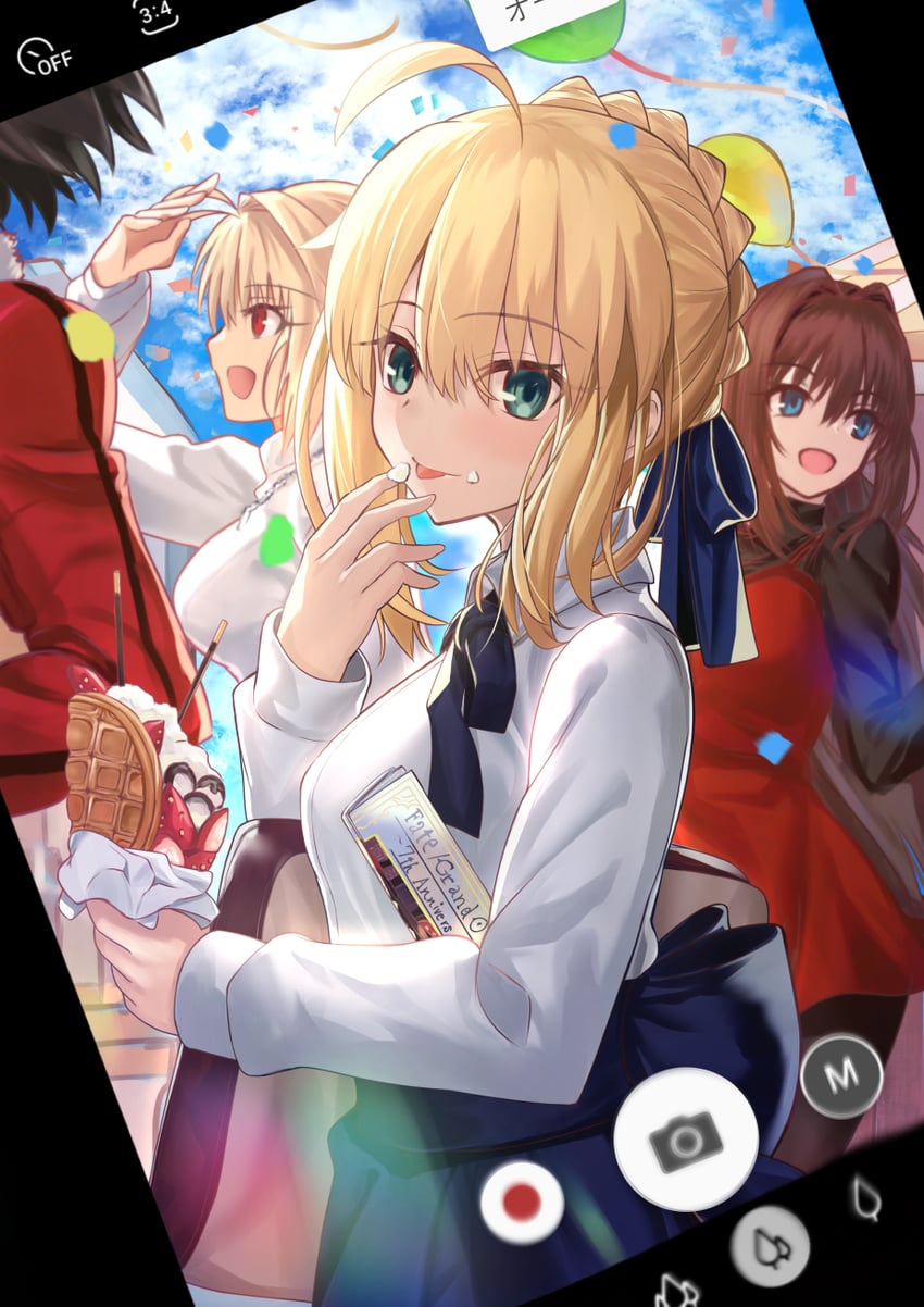 artoria pendragon, saber, arcueid brunestud, ryougi shiki, aozaki aoko, and 1 more (fate and 4 more) drawn by neko_daruma