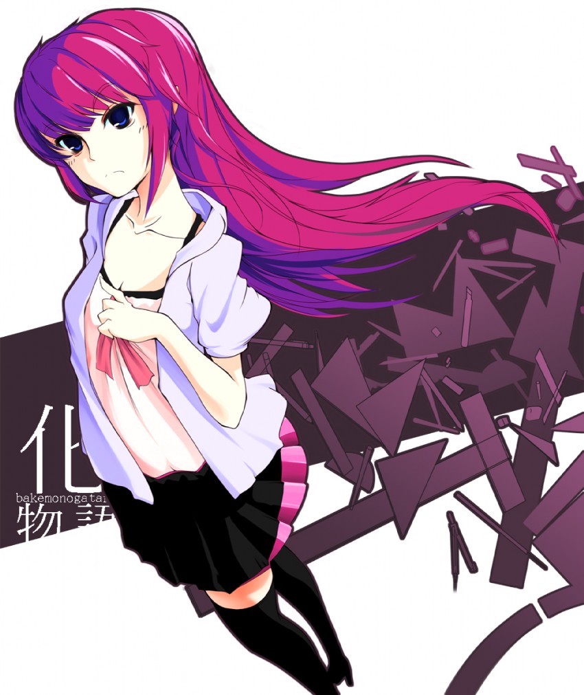 senjougahara hitagi (monogatari and 1 more) drawn by eskimofox