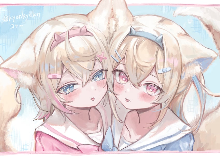 fuwawa abyssgard and mococo abyssgard (hololive and 1 more) drawn by kyankyakn