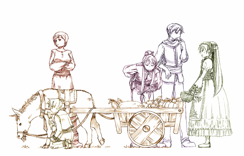hatsune miku, kagamine len, kaito, meiko, and kamui gakupo (vocaloid) drawn by watari_taichi
