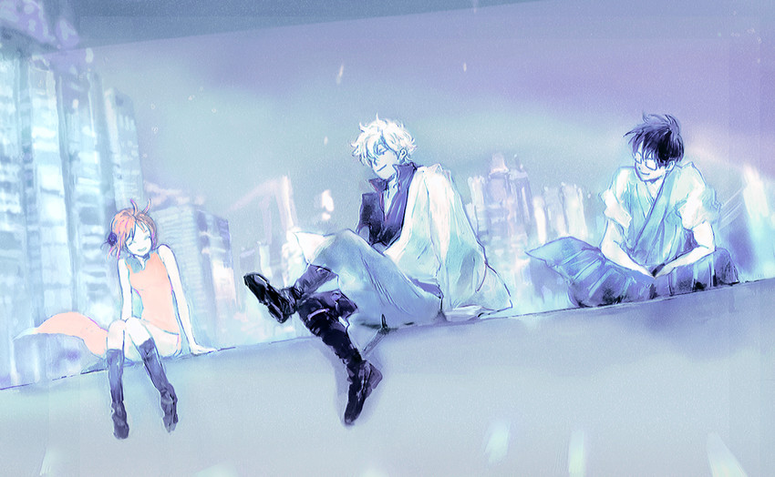 sakata gintoki, kagura, and shimura shinpachi (gintama) drawn by anatidae