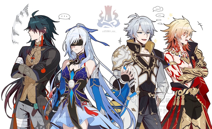 phainon, blade, mydei, and jingliu (honkai and 1 more) drawn by go_(roku)