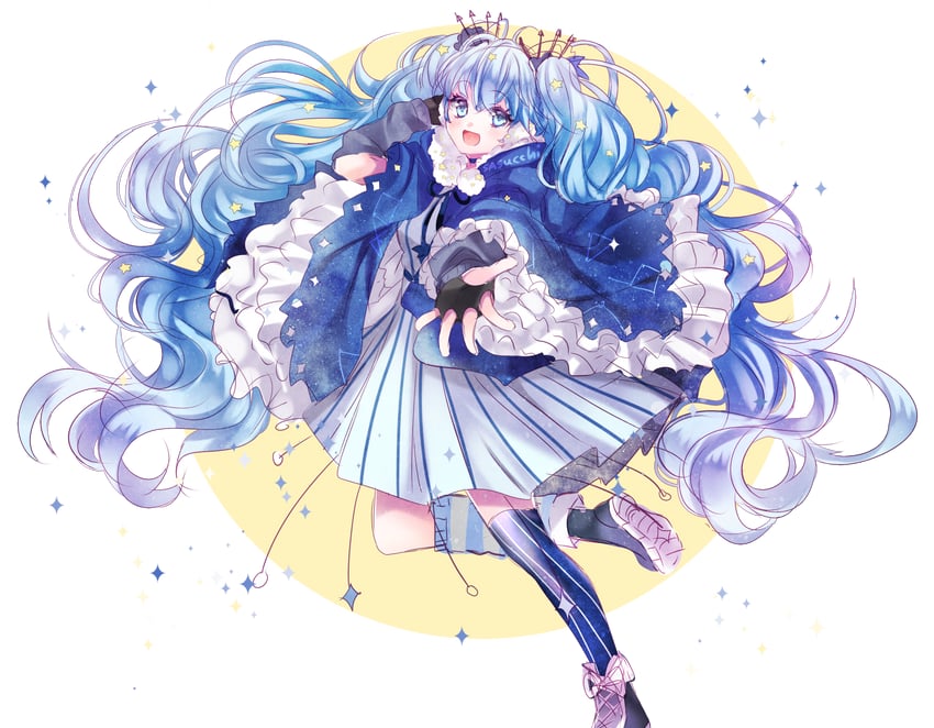 hatsune miku and fuyu no yoru miku (vocaloid) drawn by sasucchi95