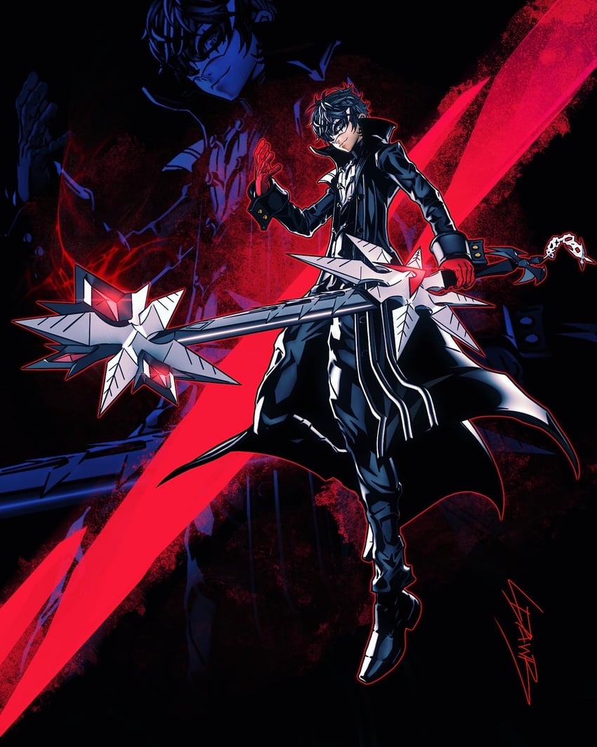 amamiya ren and joker (persona and 2 more) drawn by ldawb