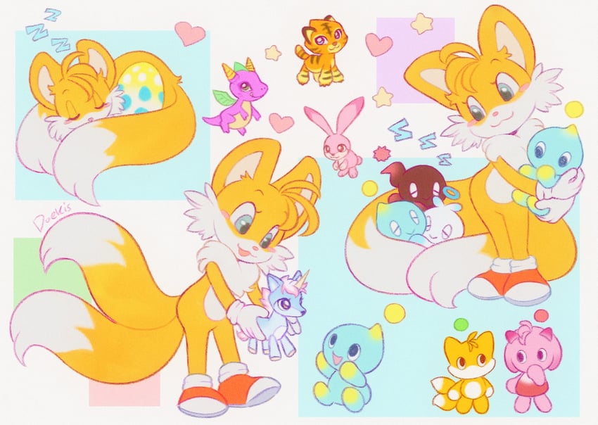 tails, neutral chao, dark chao, hero chao, amy chao, and 5 more (sonic and 2 more) drawn by doekis