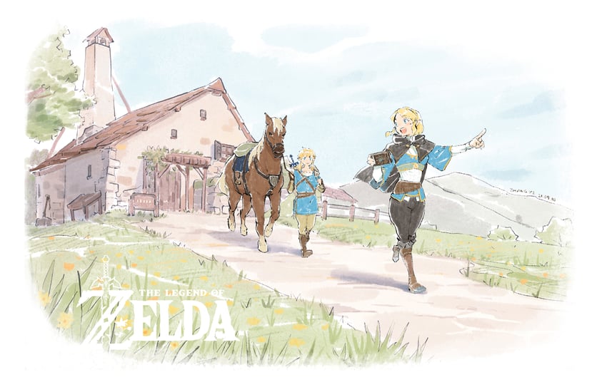 link and princess zelda (the legend of zelda and 1 more) drawn by kchang57