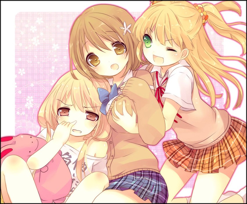 futaba anzu, jougasaki rika, and mimura kanako (idolmaster and 1 more) drawn by kosuzume