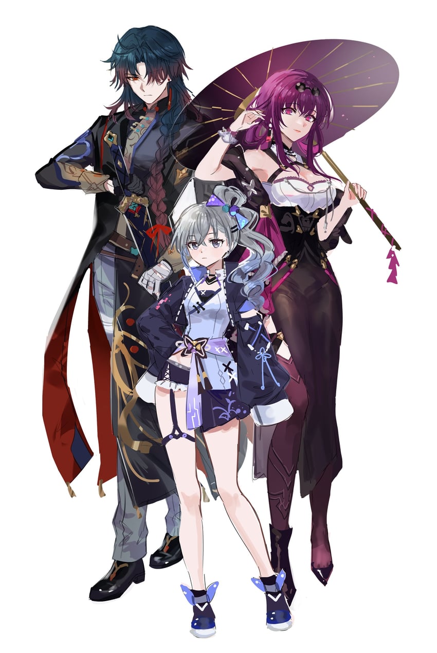 kafka, silver wolf, and blade (honkai and 1 more) drawn by fractalmagnolia