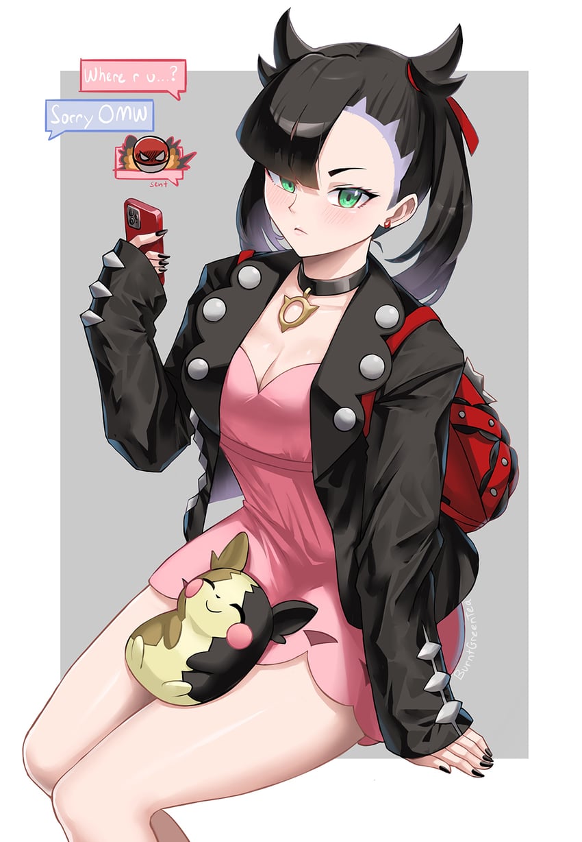 marnie, morpeko, and voltorb (pokemon and 1 more) drawn by burnt_green_tea