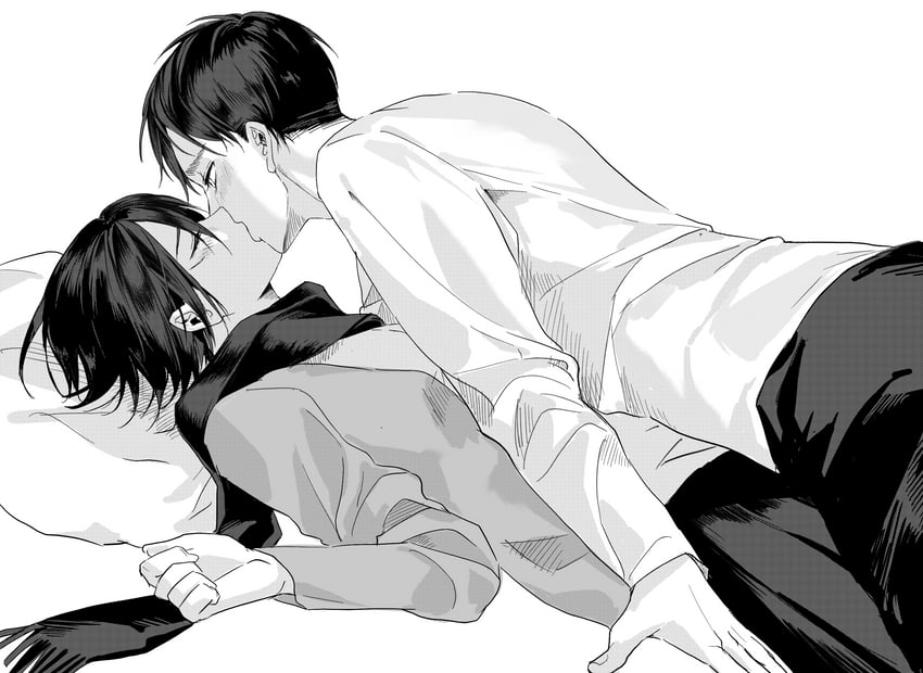 mikasa ackerman and eren yeager (shingeki no kyojin) drawn by zhuse_fuxianqing