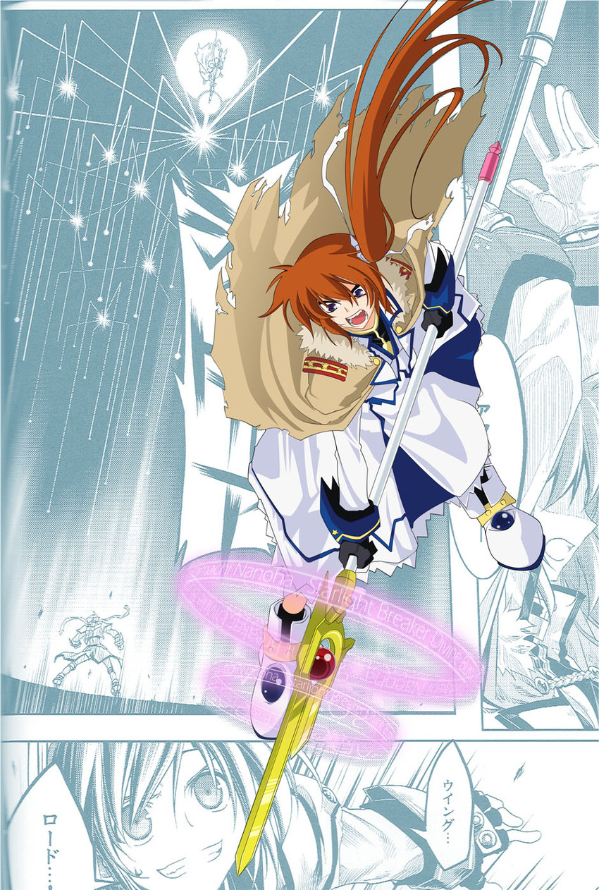 takamachi nanoha, raising heart, subaru nakajima, revolver knuckle, and mach caliber (lyrical nanoha and 1 more) drawn by himura_kiseki