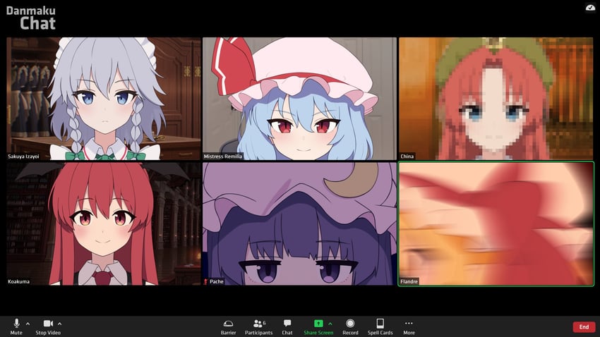 remilia scarlet, flandre scarlet, izayoi sakuya, patchouli knowledge, hong meiling, and 1 more (touhou and 1 more) drawn by mikoscrub