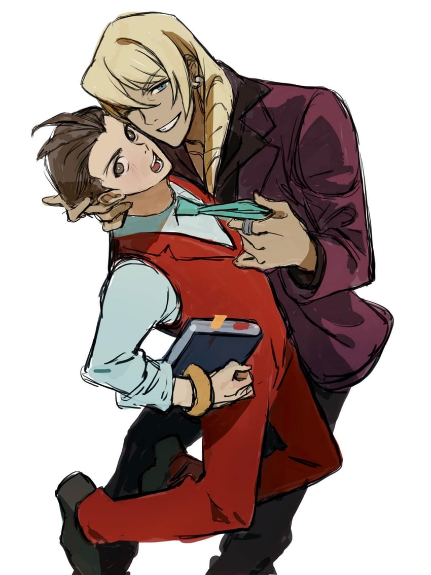 apollo justice and klavier gavin (ace attorney and 1 more) drawn by sotenborii