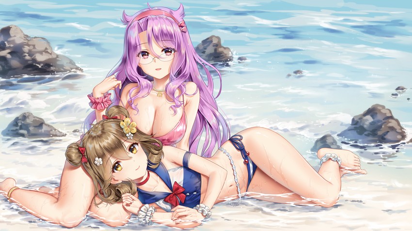 nola moon and su xiaozhen (girl cafe gun) drawn by haneru