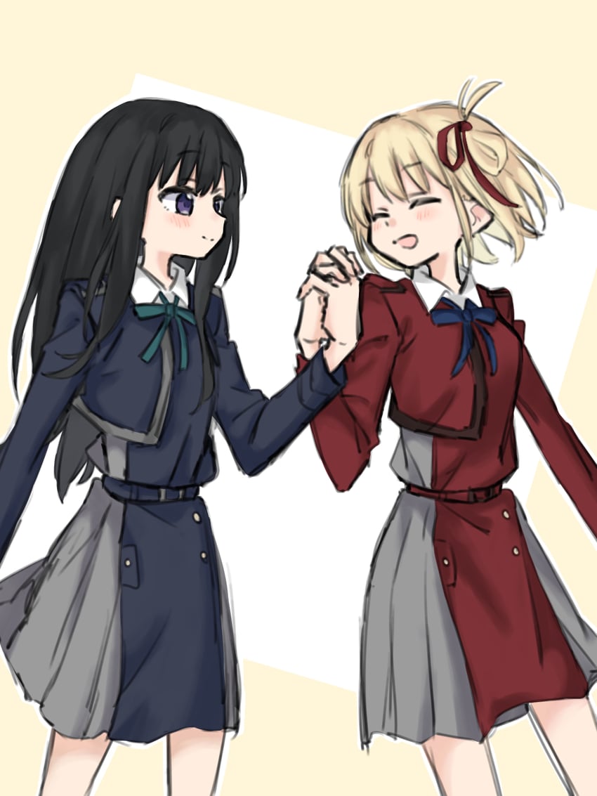 nishikigi chisato and inoue takina (lycoris recoil) drawn by syonosuke9573