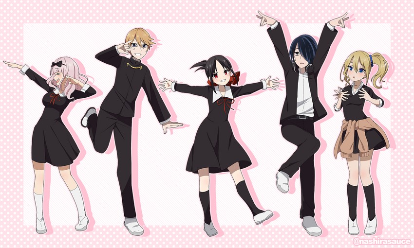 shinomiya kaguya, fujiwara chika, hayasaka ai, shirogane miyuki, and ishigami yuu (kaguya-sama wa kokurasetai ~tensai-tachi no renai zunousen~) drawn by nashirasauce