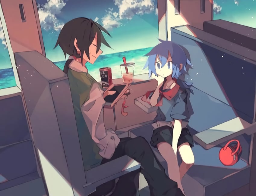 sugawara rin and oomiya kyoga (hello hello world!) drawn by meto_(metrin)