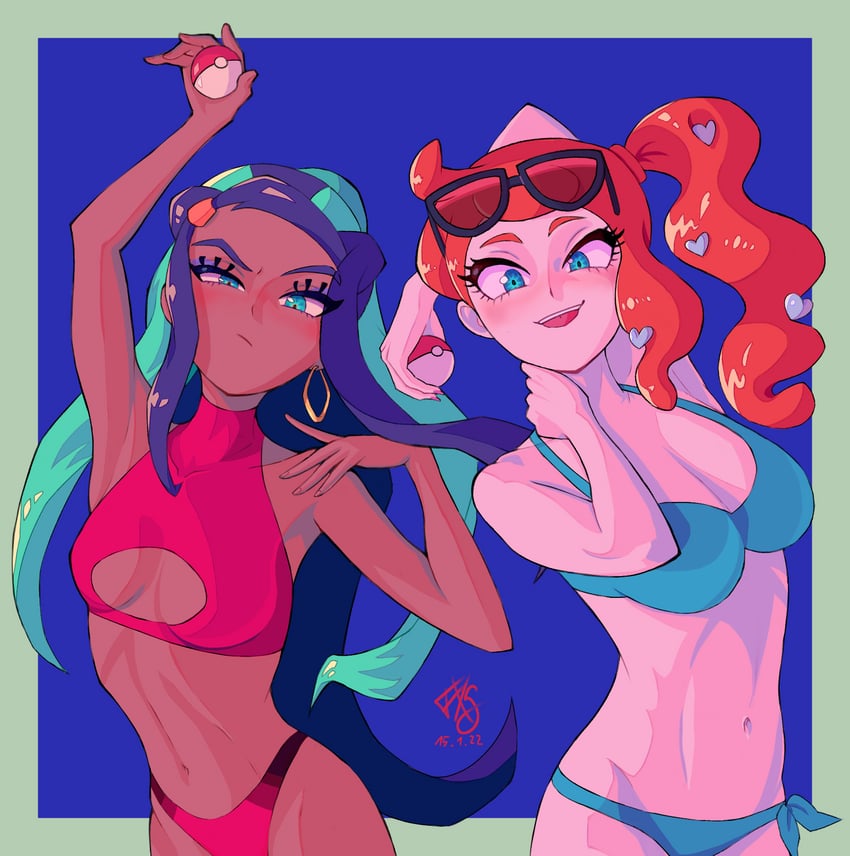 nessa and sonia (pokemon and 1 more) drawn by frankgallaxx
