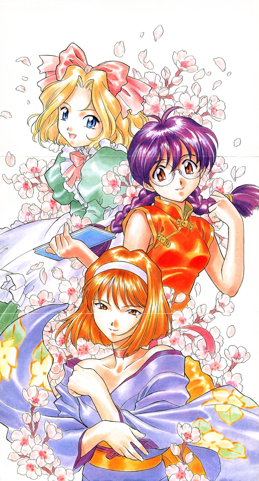 kanzaki sumire, iris chateaubriand, and ri kouran (sakura taisen and 1 more) drawn by matsubara_hidenori