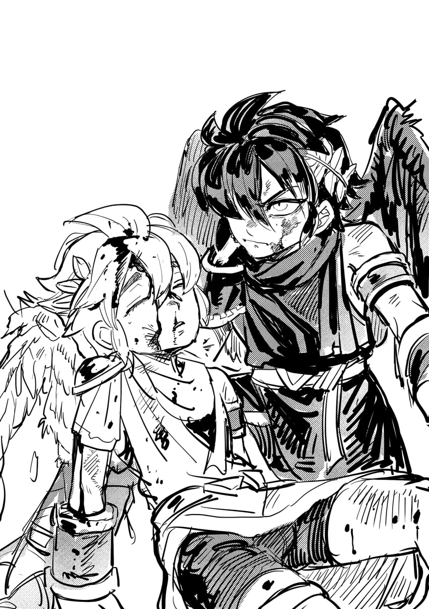 pit and dark pit (kid icarus and 1 more) drawn by dancho_no_mori