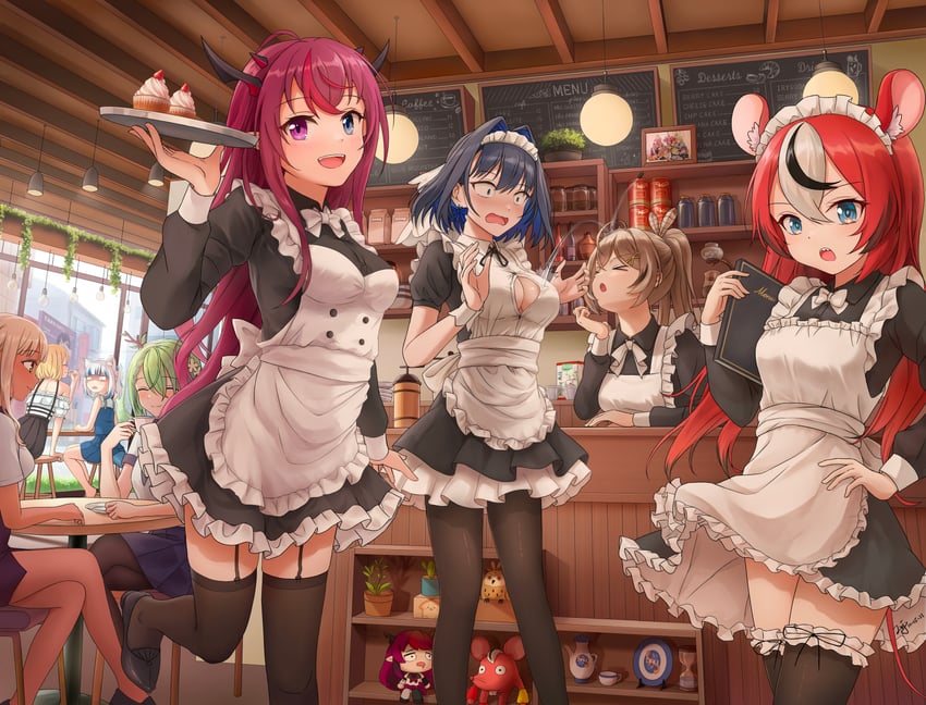 gawr gura, ouro kronii, nanashi mumei, watson amelia, hakos baelz, and 10 more (hololive and 1 more) drawn by zeng$_(zwj)