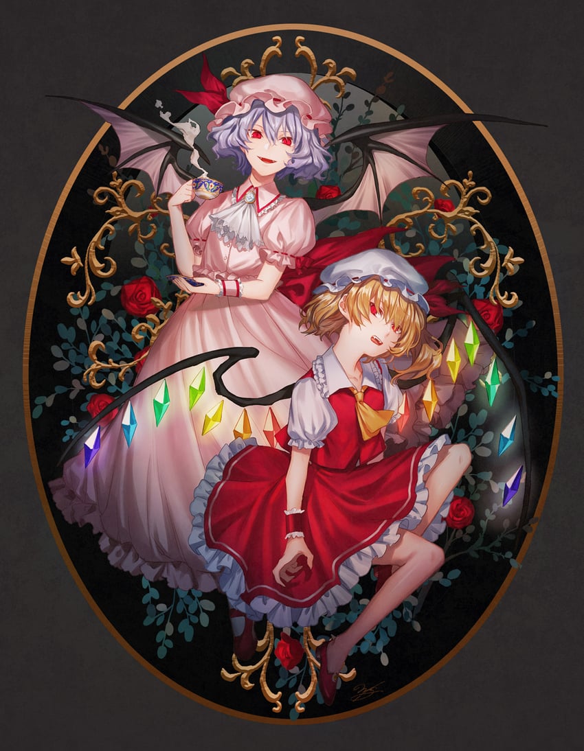 remilia scarlet and flandre scarlet (touhou) drawn by m/g