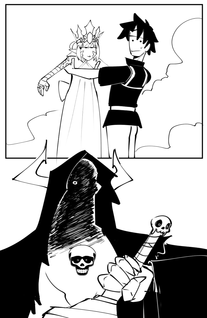 fujimaru ritsuka, nero claudius, king hassan, and queen draco (fate and 1 more) drawn by clinickcase