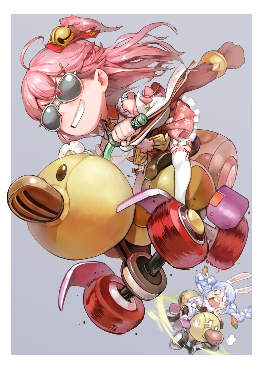 usada pekora and sakura miko (hololive and 3 more) drawn by kousaku