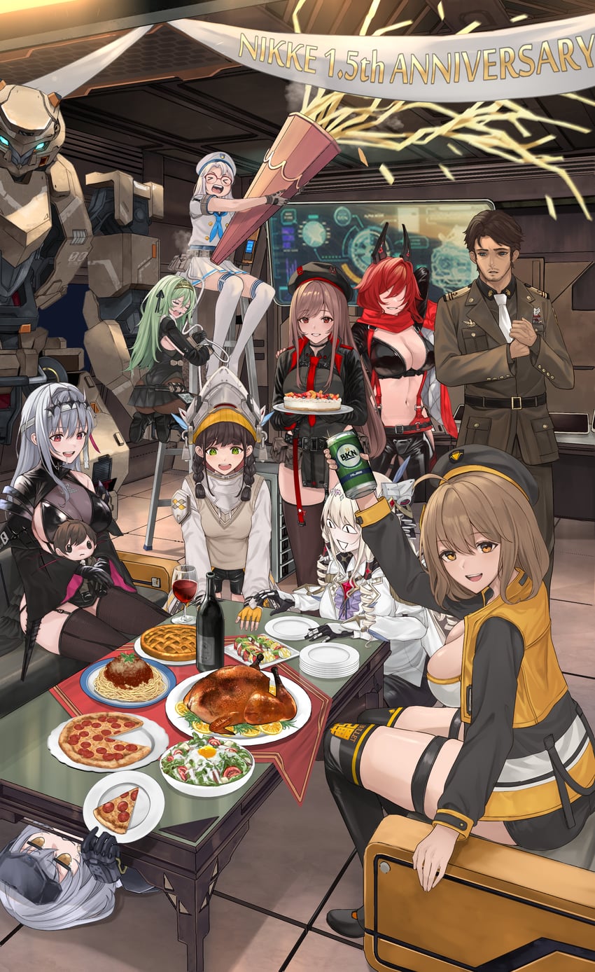 anis, rapi, commander, red hood, neon, and 7 more (goddess of victory: nikke) drawn by nagato_tsumugu