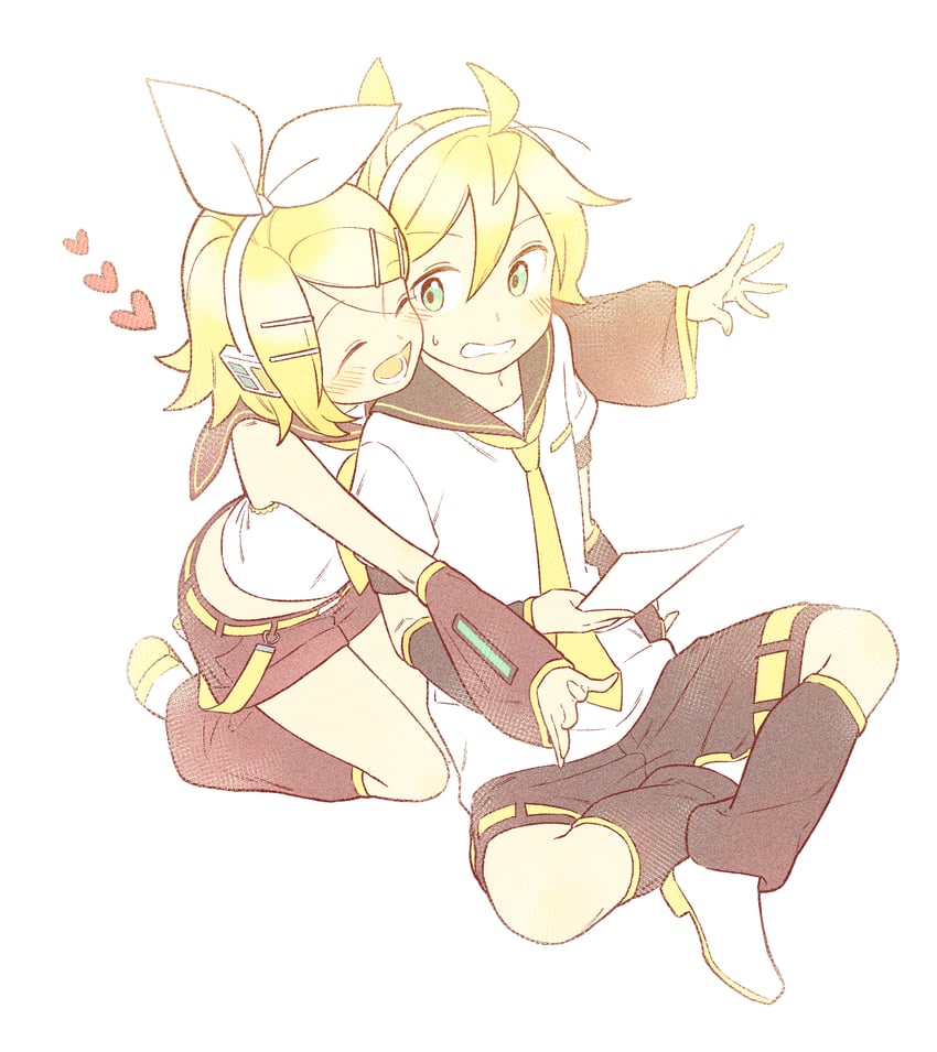 kagamine rin and kagamine len (vocaloid) drawn by bon_bon_eee