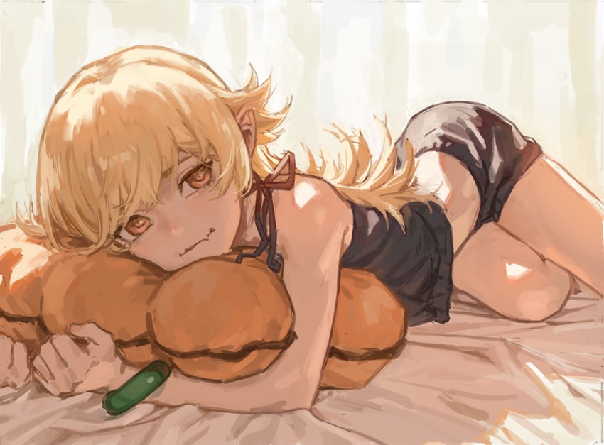 oshino shinobu (monogatari and 1 more) drawn by solipsist
