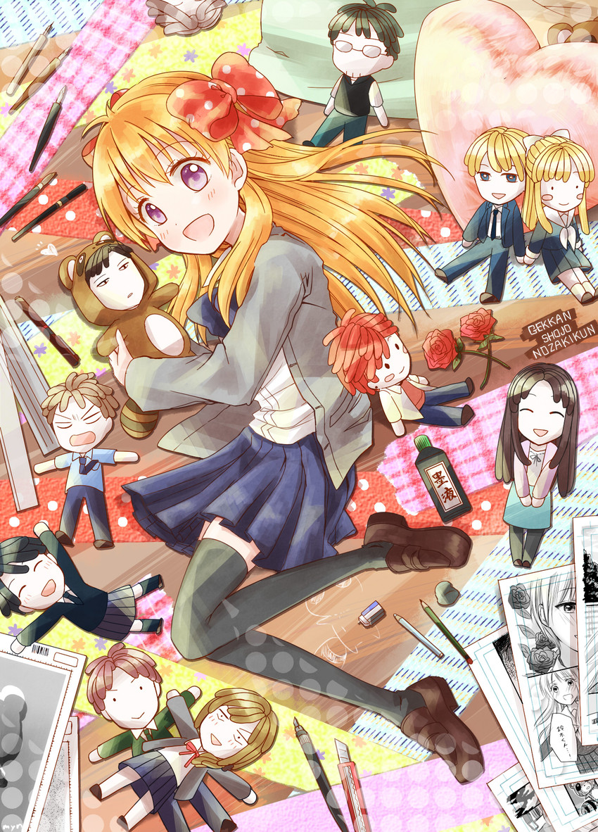 sakura chiyo, kashima yuu, nozaki umetarou, hori masayuki, mikoshiba mikoto, and 6 more (gekkan shoujo nozaki-kun) drawn by miyanonnon