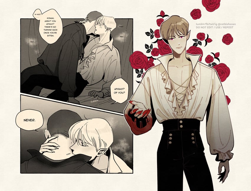 adam parrish and ronan lynch (the raven cycle) drawn by catbishonen