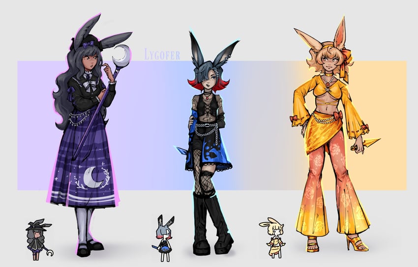 dancer rabbit, wizard rabbit, and assassin rabbit (rabbit and steel) drawn by lygofer