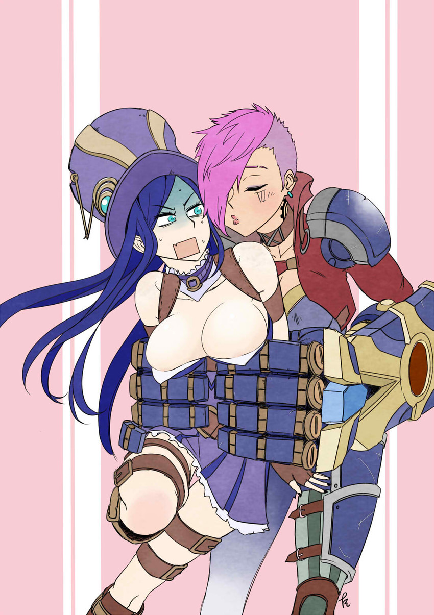 vi and caitlyn (league of legends) drawn by catnap_knight_kureto