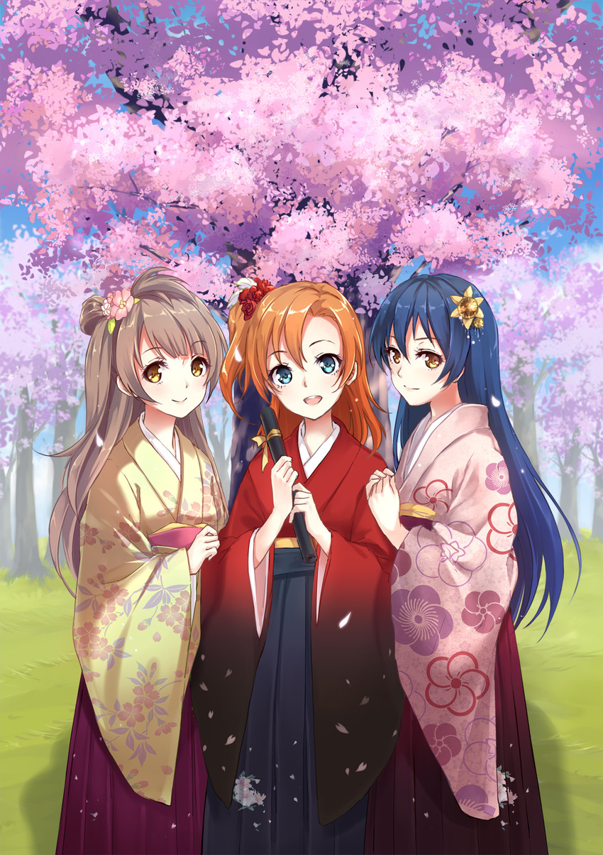 sonoda umi, minami kotori, and kosaka honoka (love live! and 1 more) drawn by kamon_(shinshin)