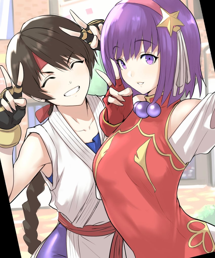 yuri sakazaki and asamiya athena (the king of fighters and 3 more) drawn by anagumasan