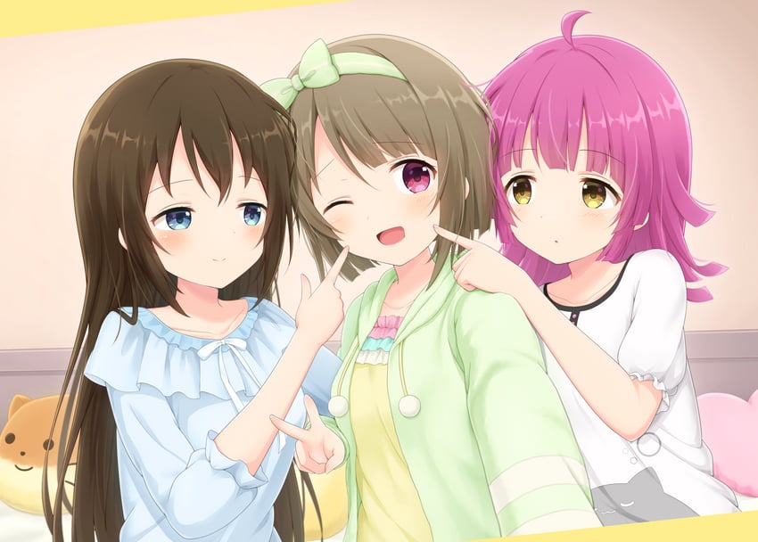 osaka shizuku, tennoji rina, and nakasu kasumi (love live! and 1 more) drawn by hanazora_satsuki