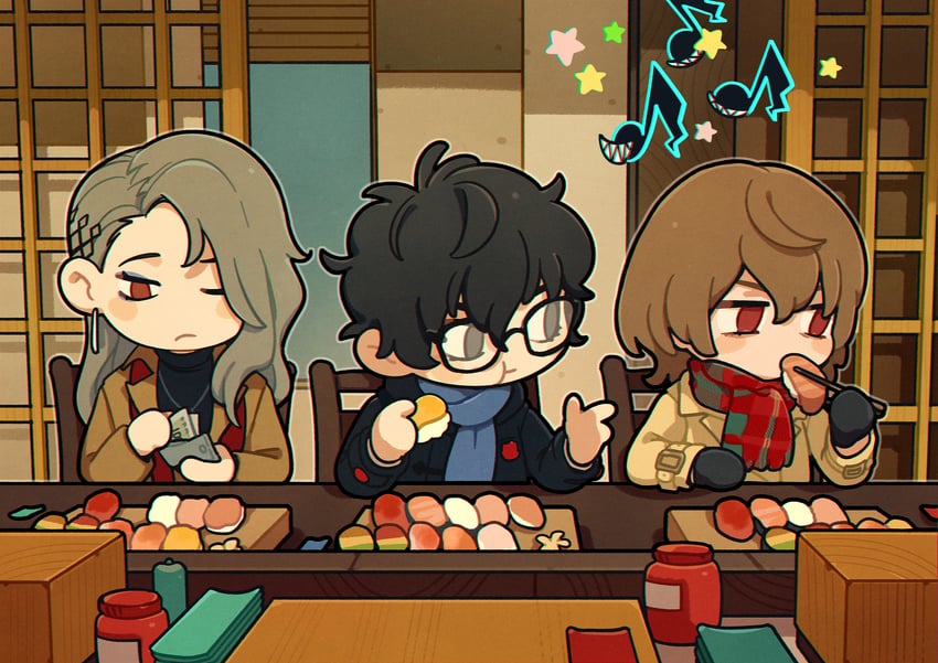 amamiya ren, akechi gorou, and niijima sae (persona and 2 more) drawn by ameshino