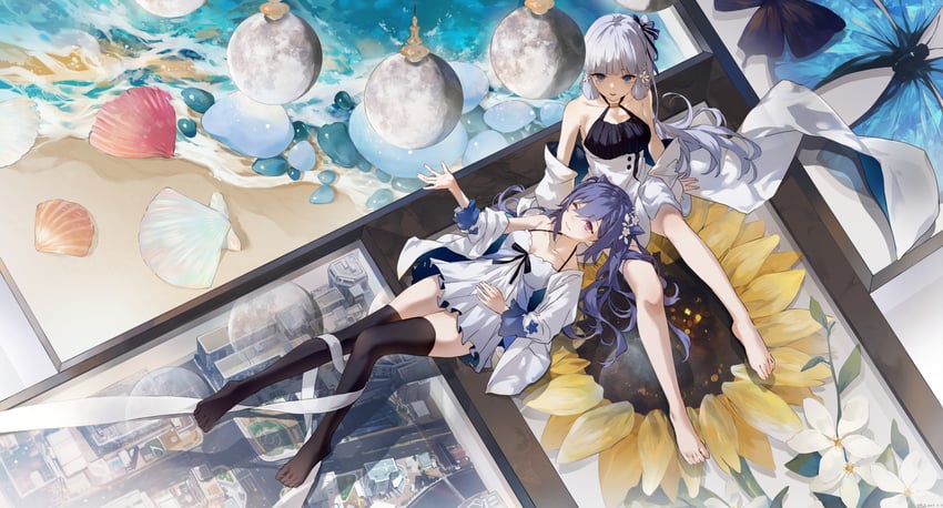 keqing and kamisato ayaka (genshin impact) drawn by swkl:d