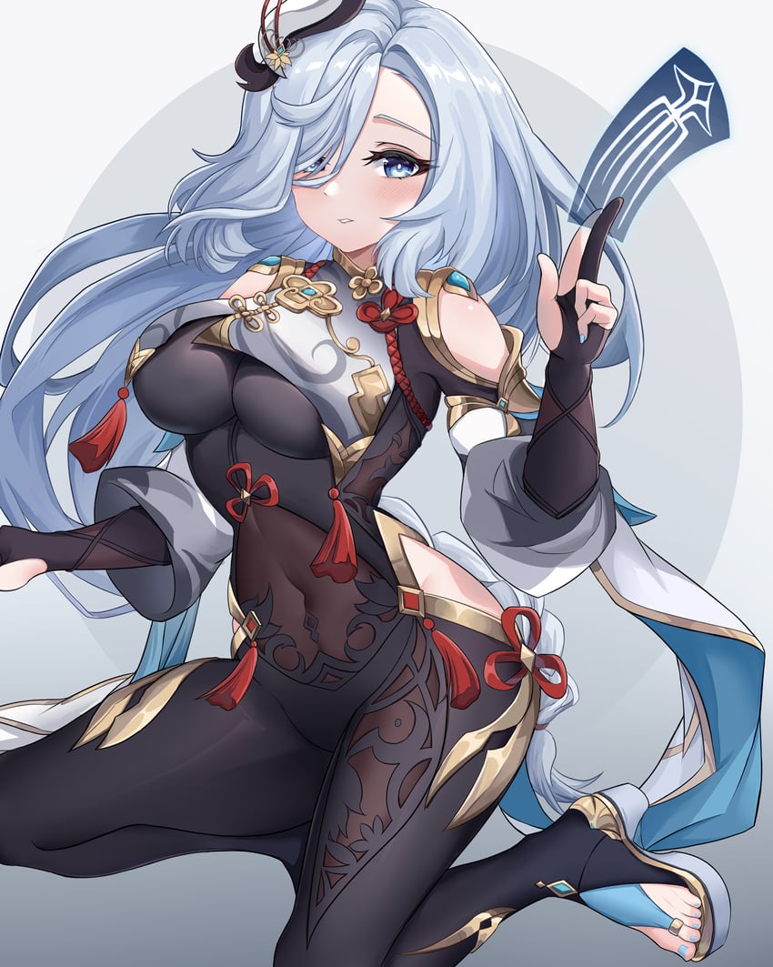 shenhe (genshin impact) drawn by mz_(yeye_ai_chipao_mian)