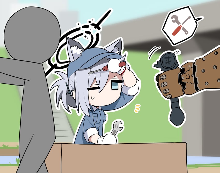 shiroko, shiroko terror, and doomguy (blue archive and 2 more) drawn by b.t._(boob_tong)