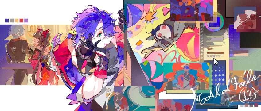 sparkle, sampo koski, and giovanni (honkai and 1 more) drawn by ezu_(e104mjd)