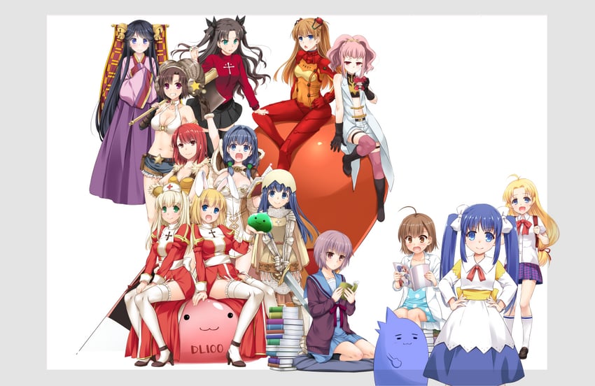 souryuu asuka langley, tohsaka rin, nagato yuki, high priest, last order, and 9 more (fate and 9 more) drawn by nakajima_yuka