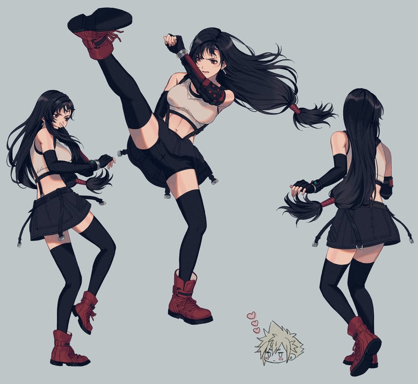 tifa lockhart and cloud strife (final fantasy and 3 more) drawn by 234_(1234!)