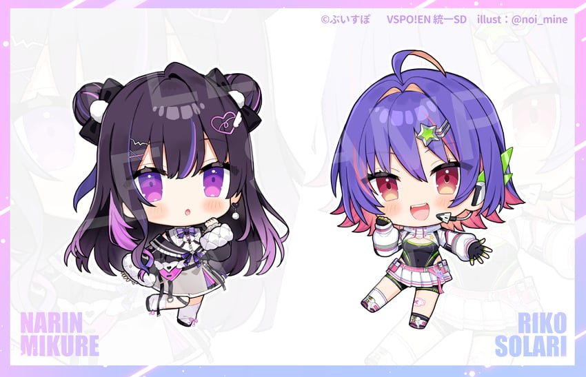 mikure narin and solari riko (vspo! and 1 more) drawn by noi_mine