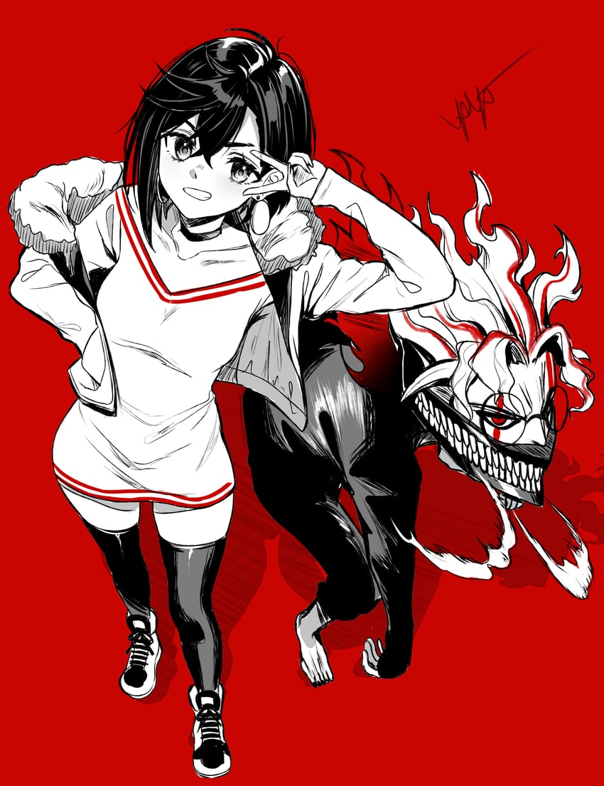 ayase momo and takakura ken (dandadan) drawn by yaya_chan