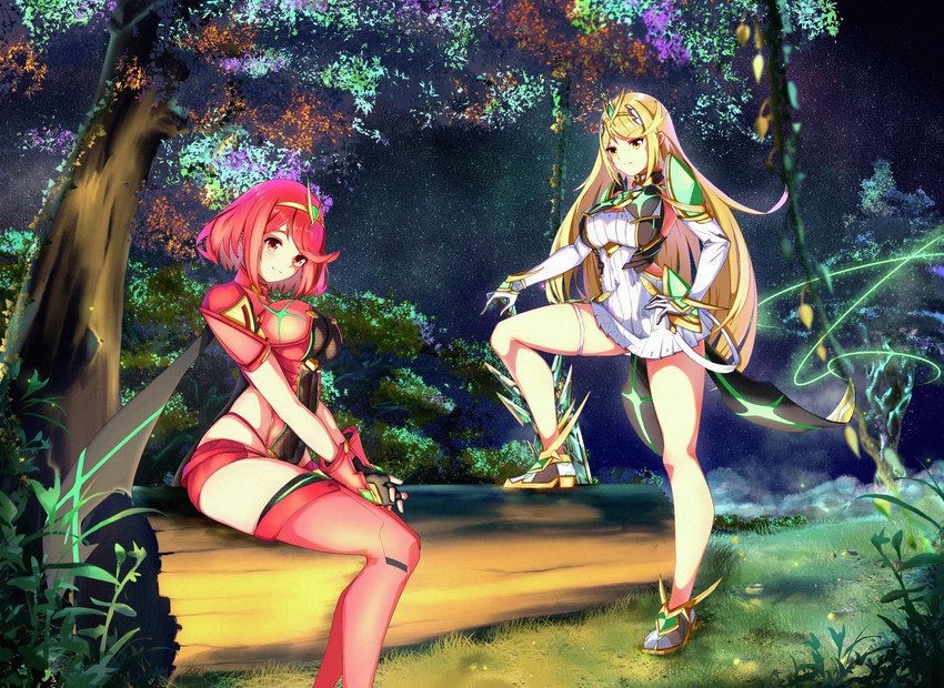 pyra and mythra (xenoblade chronicles and 1 more) drawn by oreoreoxt