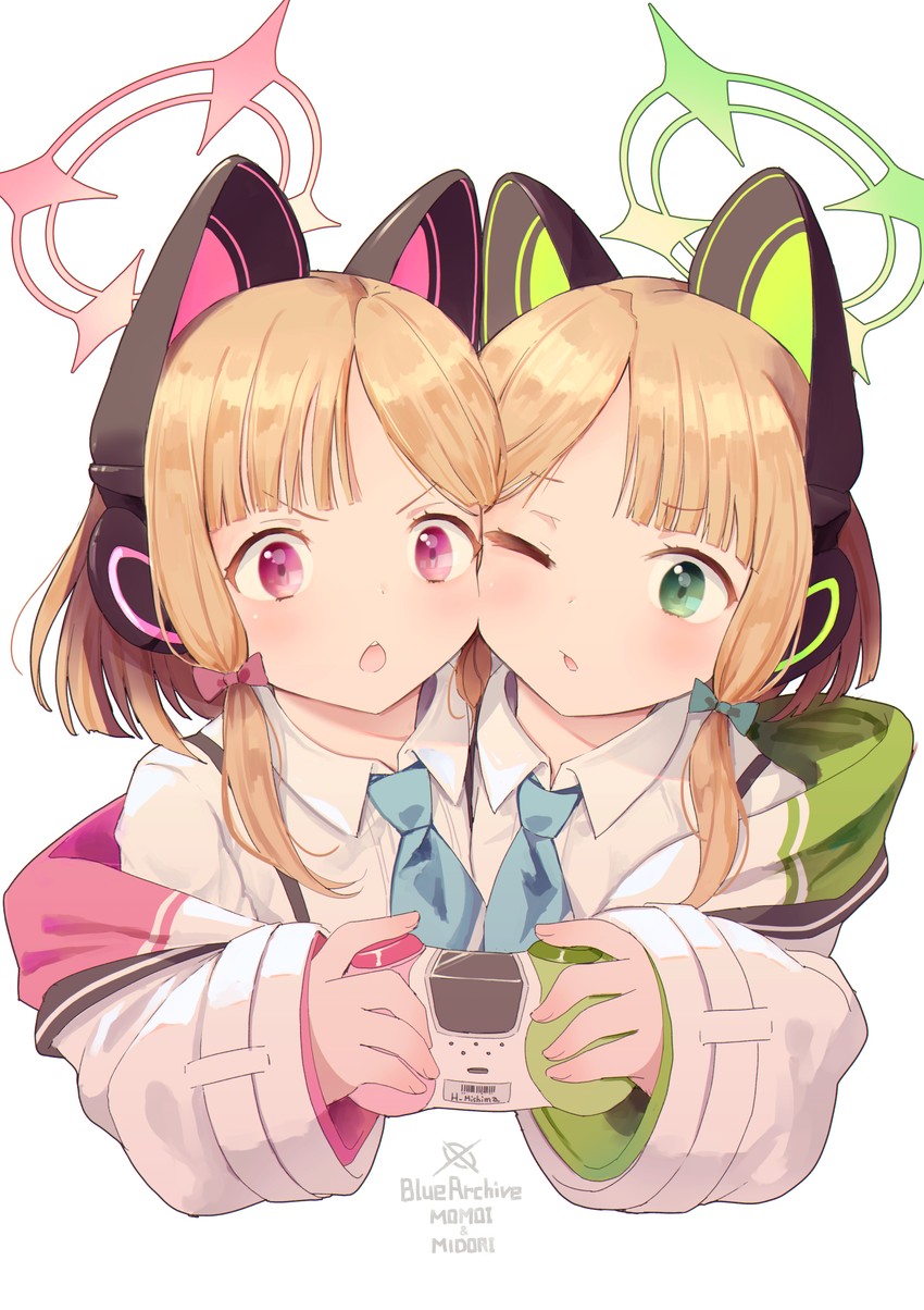 momoi and midori (blue archive) drawn by mishima_hiroji